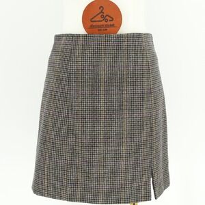 ASTR The Label Brown Houndstooth‎ Wool Blend Mini Skirt Front Slit Size Small